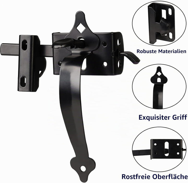 Torriegel, Daumenriegel Hardware, Torriegel für Holzzaun, Schwerlast, selbstsichernde Riegel mit 8 Z