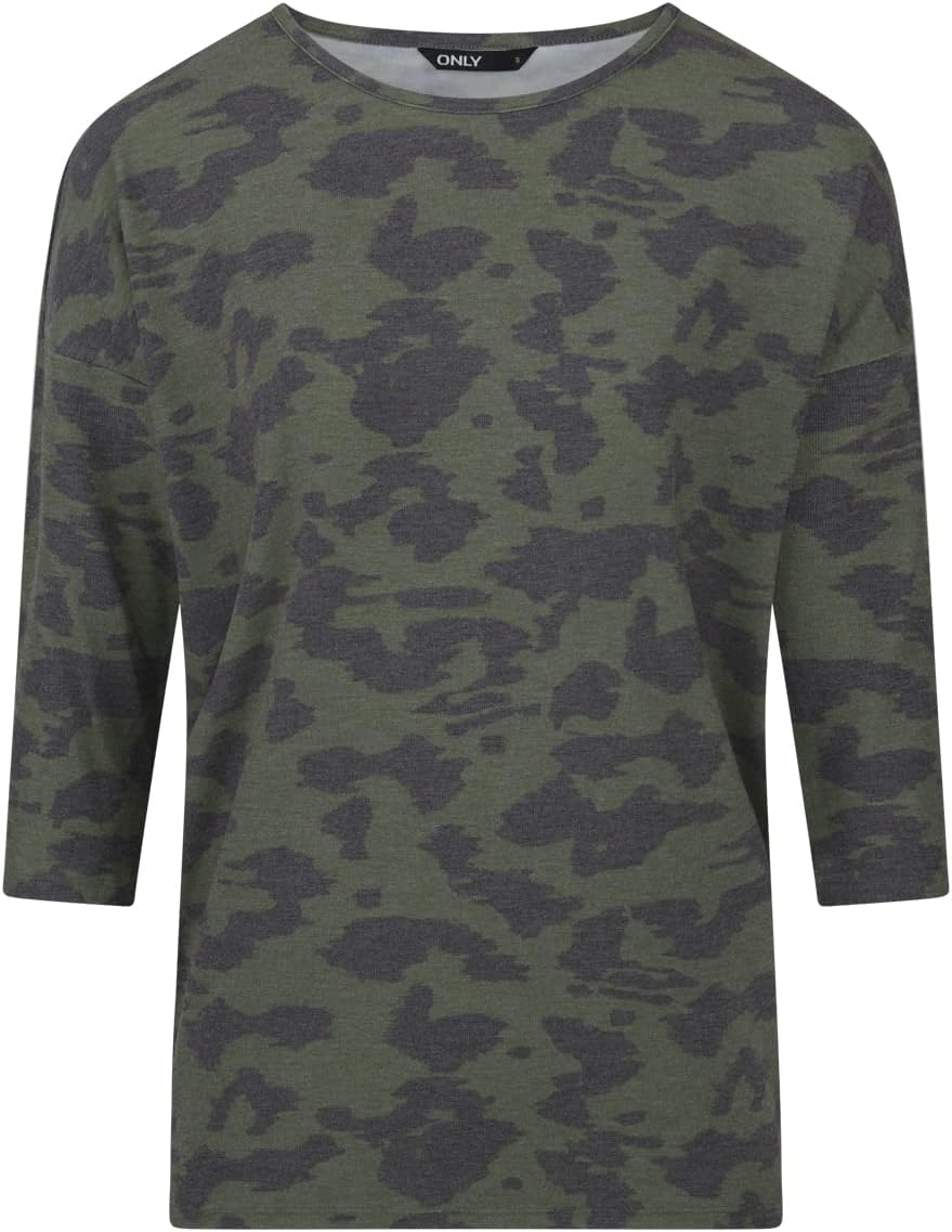 ONLY Damen Top ONLGLAMOUR 2er Pack 3/4 Ärmel Basic Shirt Rundhals Loose Fit Langarmshirt Oberteil Mu