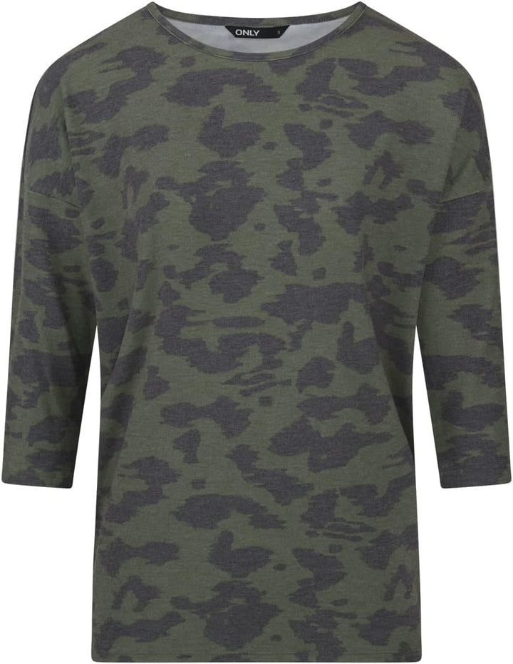 ONLY Damen Top ONLGLAMOUR 2er Pack 3/4 Ärmel Basic Shirt Rundhals Loose Fit Langarmshirt Oberteil Mu