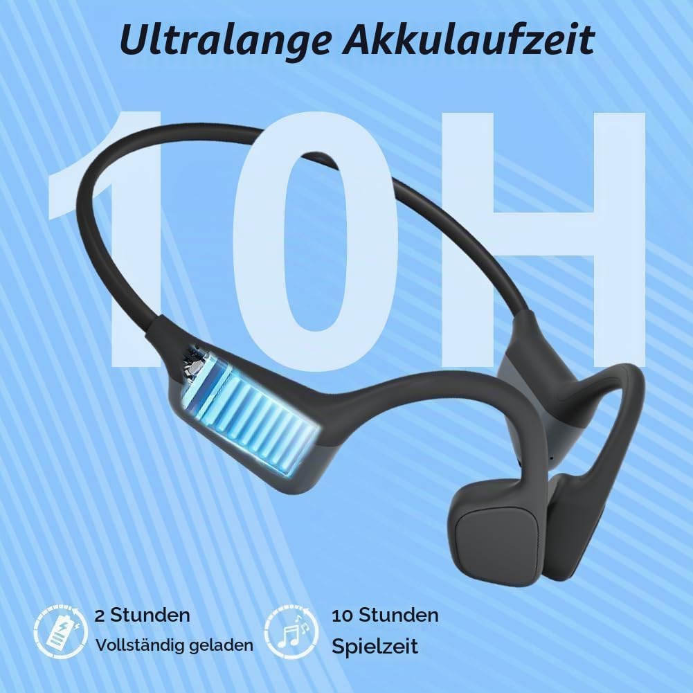 Knochenschall Kopfhörer, Open Ear Bluetooth 5.3 Kopfhörer Kabellos, 8 Stunden Akkulaufzeit, IPX5 was