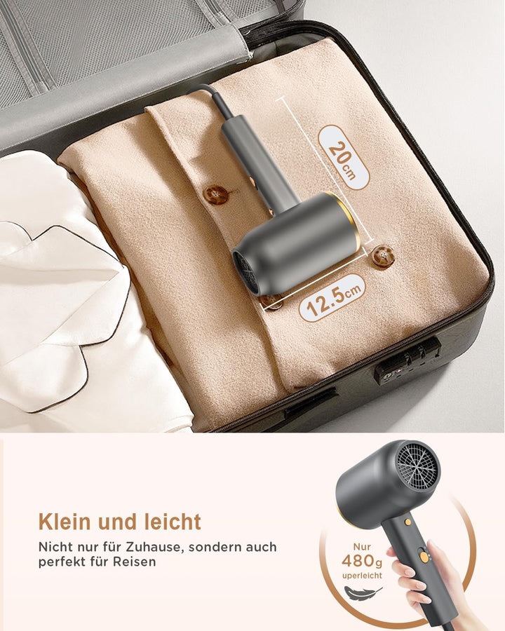 Ionen Haartrockner 1800W Föhn mit Diffusor Konzentratoren Halterung,Schnelltrocknen Haarföhn,3 Tempe