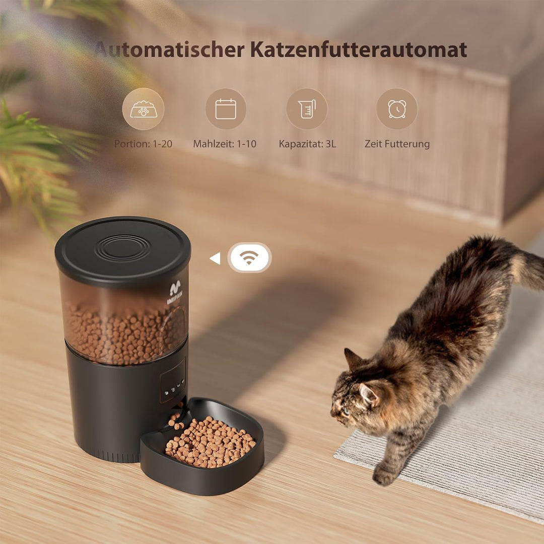 IMIPAW Futterautomat Katze, 5G | 2.4G WiFi Katzenfutter Automat, APP-Steuerung Futterspender für Kat