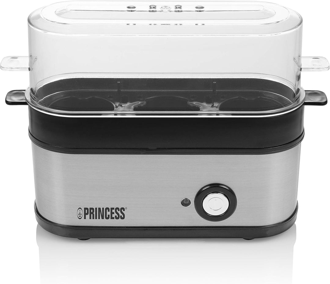 Princess Eierkocher - Edelstahlgehäuse, für 3 Eier geeignet, 200 Watt, Ein-und Ausschalter, verdeckt