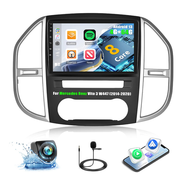 8Core 4G+64G CAMECHO Autoradio für Mercedes Benz Vito 3 W447 (2014-2020) mit Navi Carplay Android Au