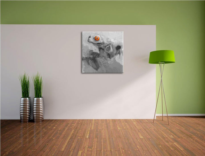 Wassertropfen auf Gerbera, Format: 70x70 auf Leinwand, XXL riesige Bilder fertig gerahmt mit Keilrah