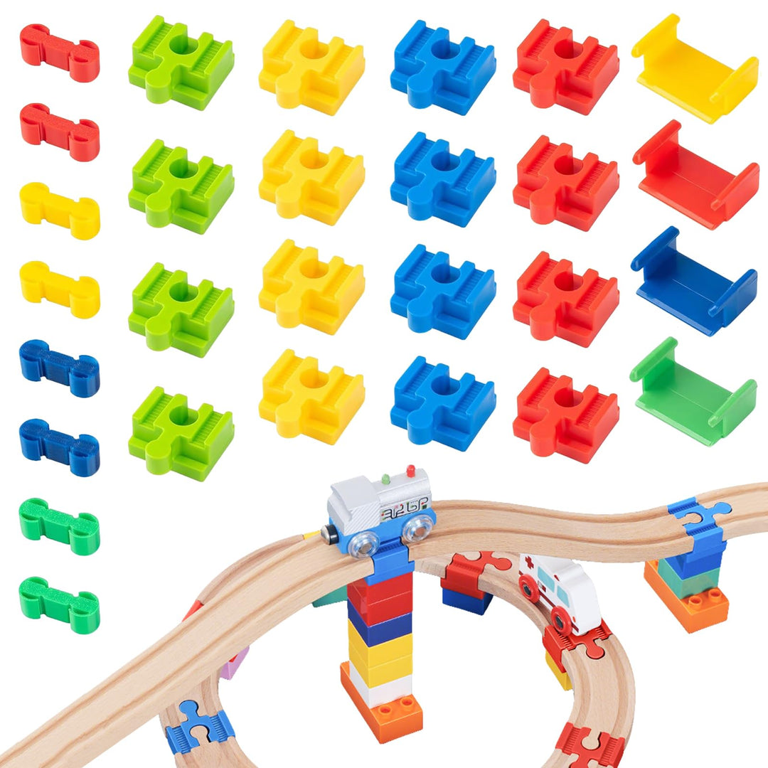 28 Stück Holzeisenbahn Schienen Adapter Eisenbahn, Adapter für Holzeisenbahnen, Holz Schienen Connec