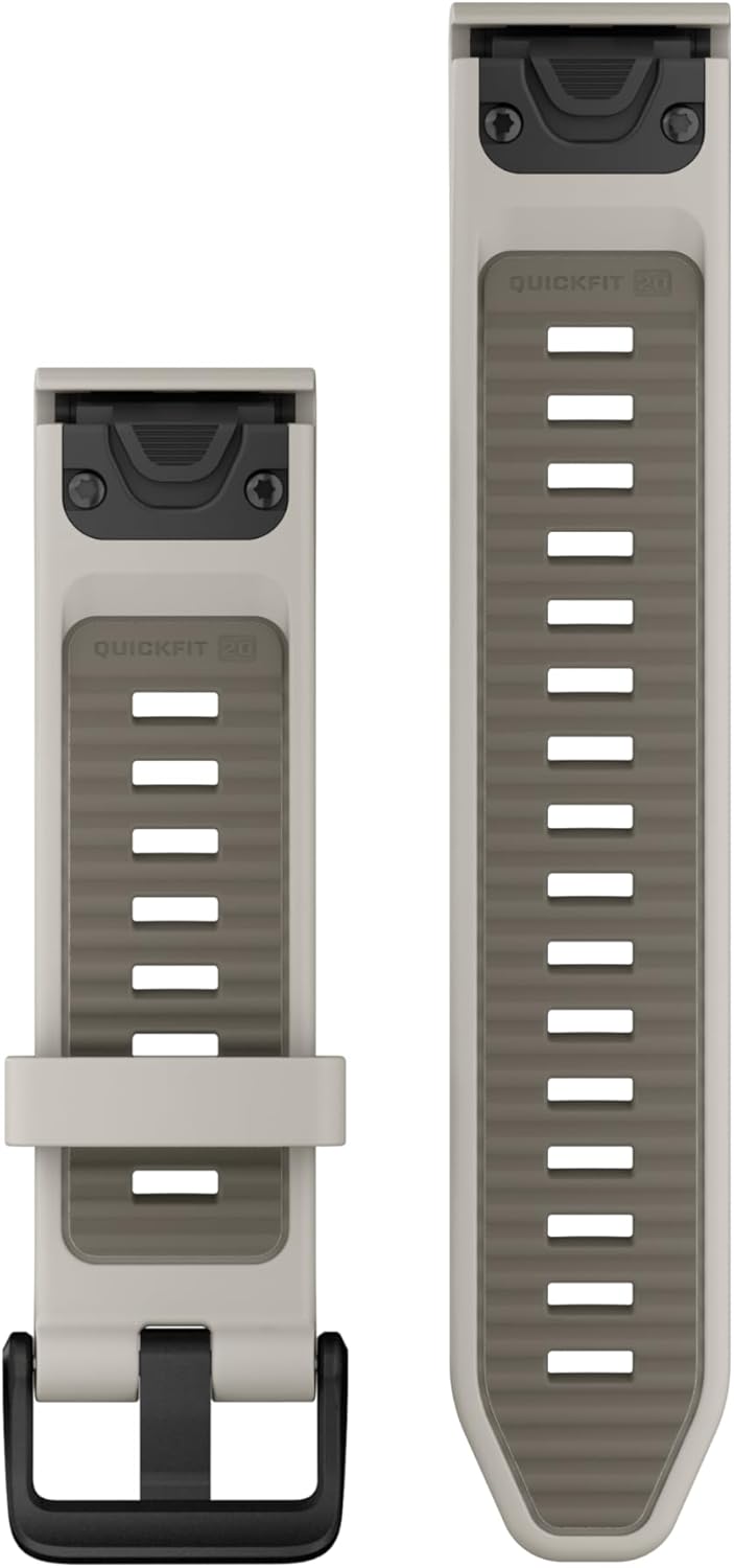 Garmin QuickFit, Silikonband, 20 mm, Schwarz/Kieselgrau Nebelgrau/dunkles Sndstn 20mm, Nebelgrau/dun