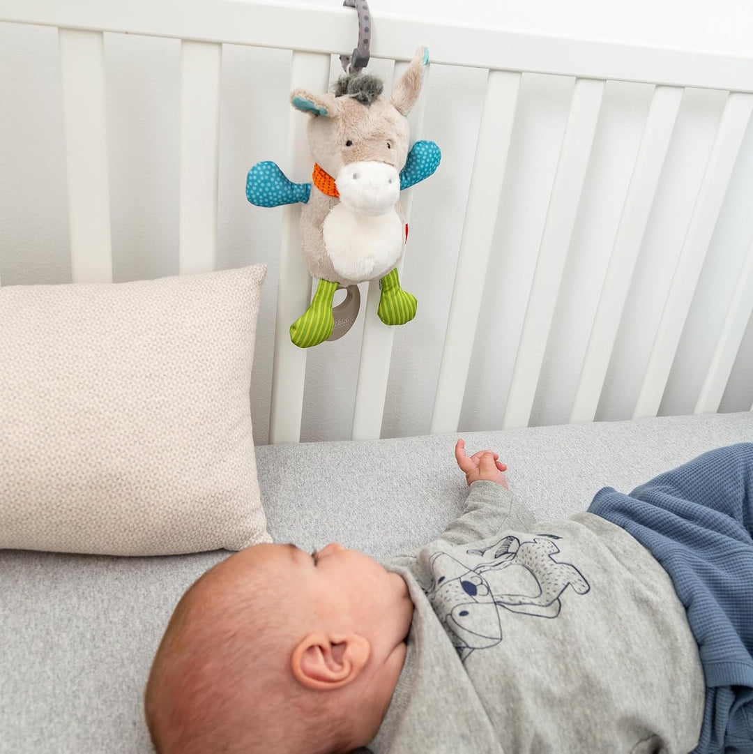 SIGIKID Minispieluhr Esel, Kuscheltier mit Spieluhr zum Aufziehen, sanfte Melodie zum Einschlafen, S