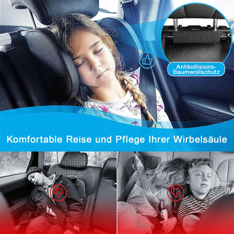 Kopfstütze Auto Kinder,Weichem Gedächtnisschaum,Einziehbare Abnehmbare Nackenstütze Autositz Seitlic