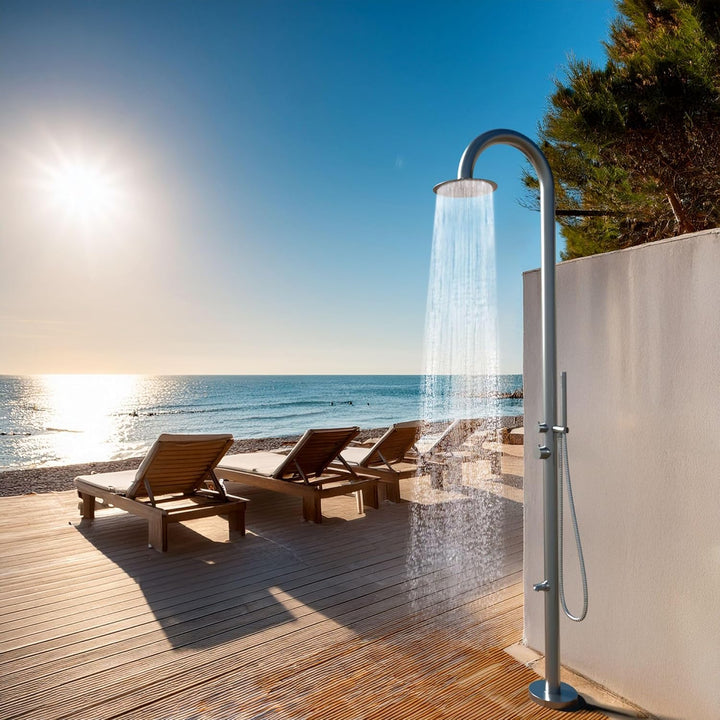 Four & More Designer Gartendusche Aussendusche Pooldusche Regendusche Duschsäule Dusche aus gebürste