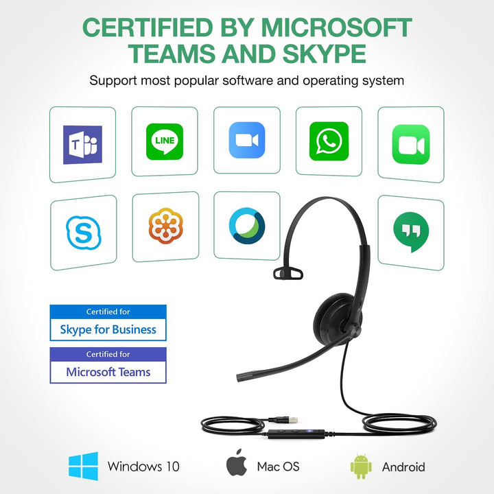 Yealink Headset UH34 Mono Teams, UH34 Mono Teams