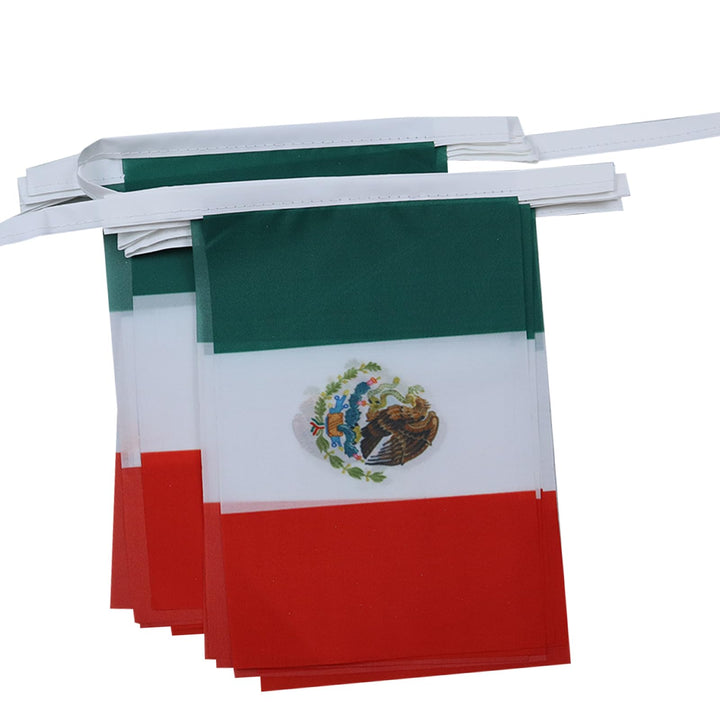 AZ FLAG FAHNENKETTE MEXIKO 12 Meter mit 20 flaggen 45x30cm- MEXIKANISCHE Girlande Flaggenkette 30 x