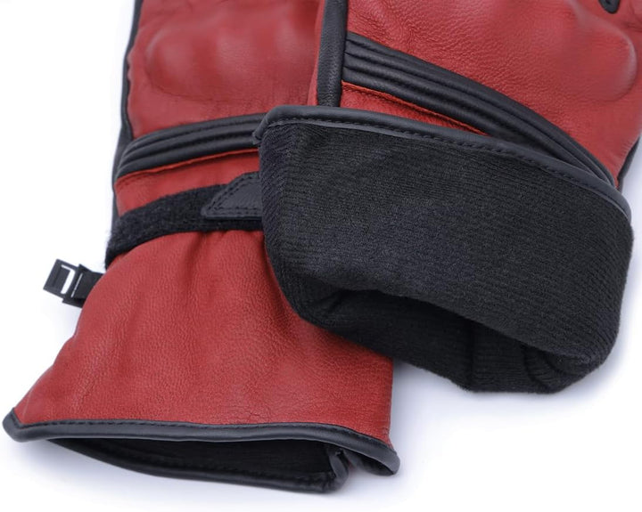 Harssidanzar Herren Winter Motorradhandschuhe,echtes Leder Vollfinger Touchscreen Thermisch gefütter