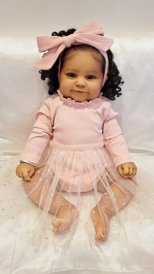 Zero pam Reborn Baby Mädchen 24 Zoll Dunkelhäutige Silikon Babypuppe Wie Echtes Baby Gewichtet Leben