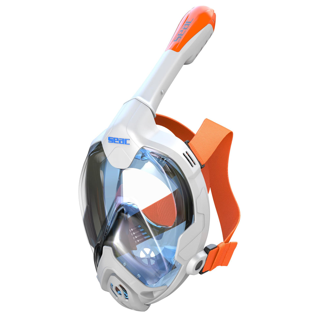 Seac Magica, Maschera Snorkeling Full Face Integrale Anti Appannamento Con Morbido Facciale weiss/or