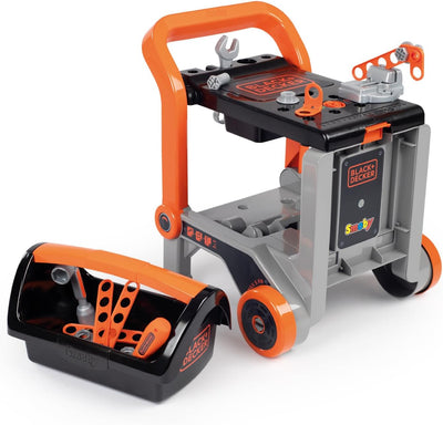 Smoby - Black + Decker 3-in-1 Multi-Werkbank mit Werkzeugkoffer - kleine Werkbank, mobiler Trolley,