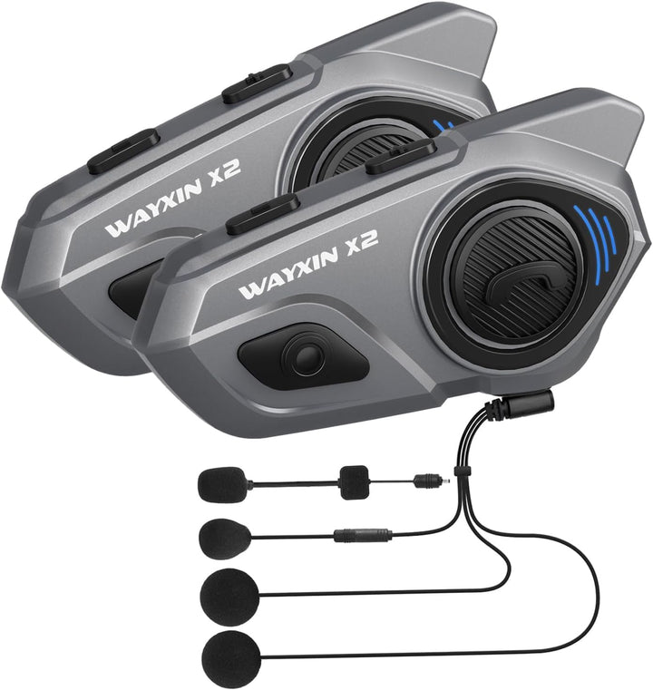 X2 Motorrad Intercom, Integriertem Intercom System, Motorrad Bluetooth Headset für bis zu 4 Motorräd