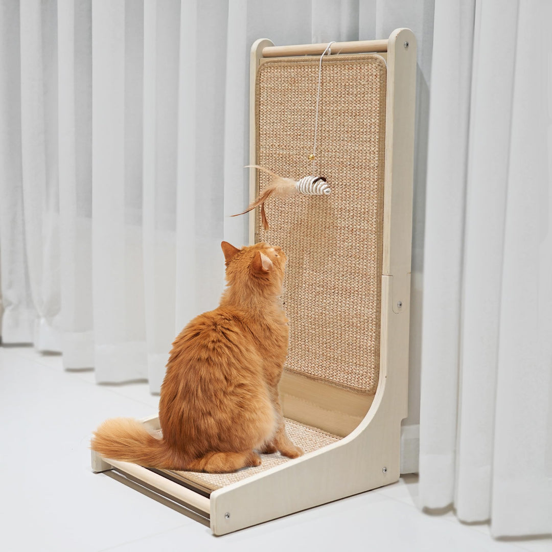 Katzenkratzbrett, Sisal-Kratzmatte, L-förmiges Kratzbrett für Wohnungskatzen, Bodenmontierter Kratze