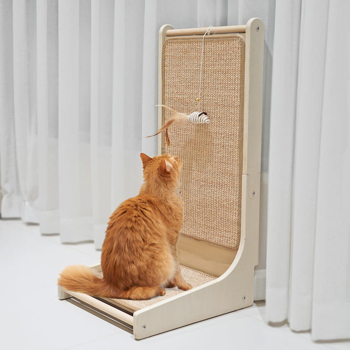 Katzenkratzbrett, Sisal-Kratzmatte, L-förmiges Kratzbrett für Wohnungskatzen, Bodenmontierter Kratze