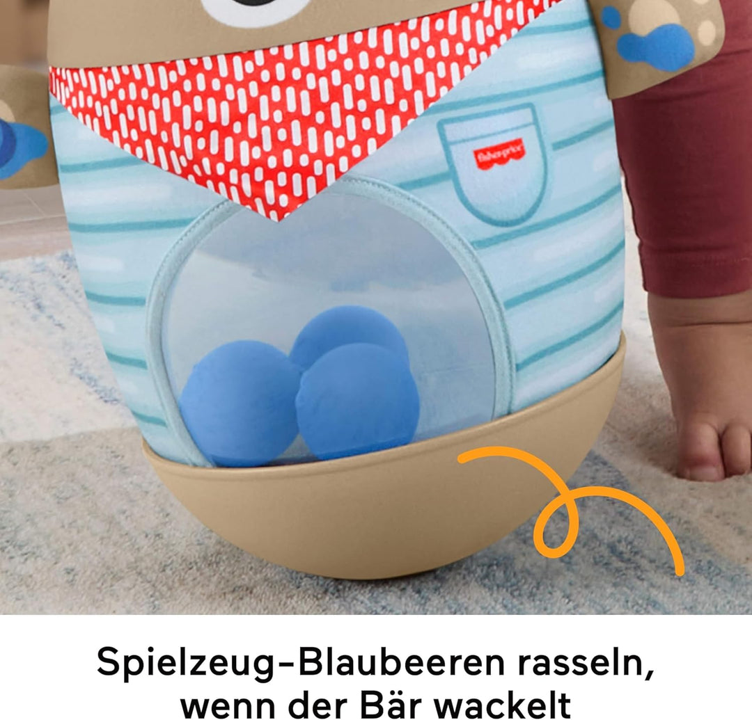 Fisher-Price Babyspielzeug, Camping-Freunde Wackelbär, Wackelspass zur Entwicklung der Grobmotorik f