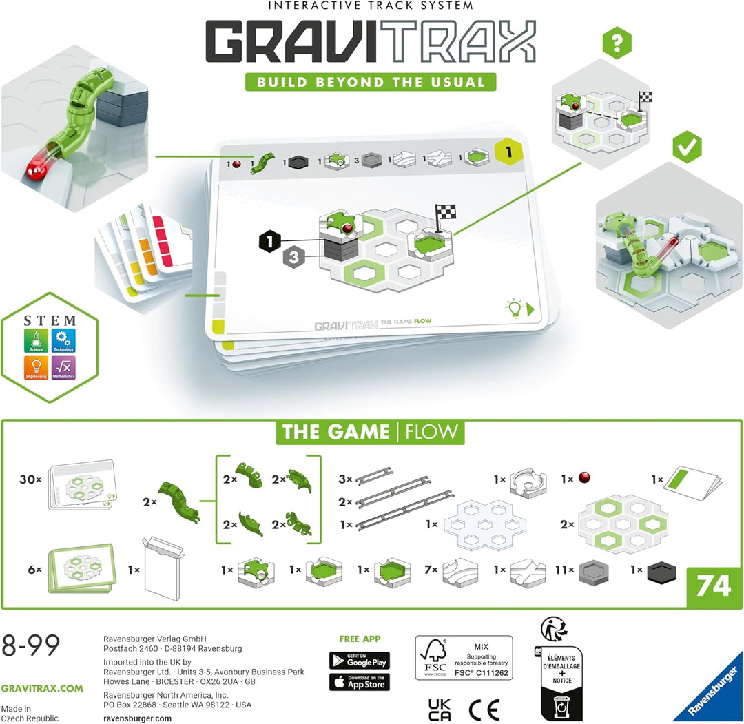 Ravensburger GraviTrax The Game Flow - Logikspiel für Kugelbahn Fans, Konstruktionsspielzeug für Kin