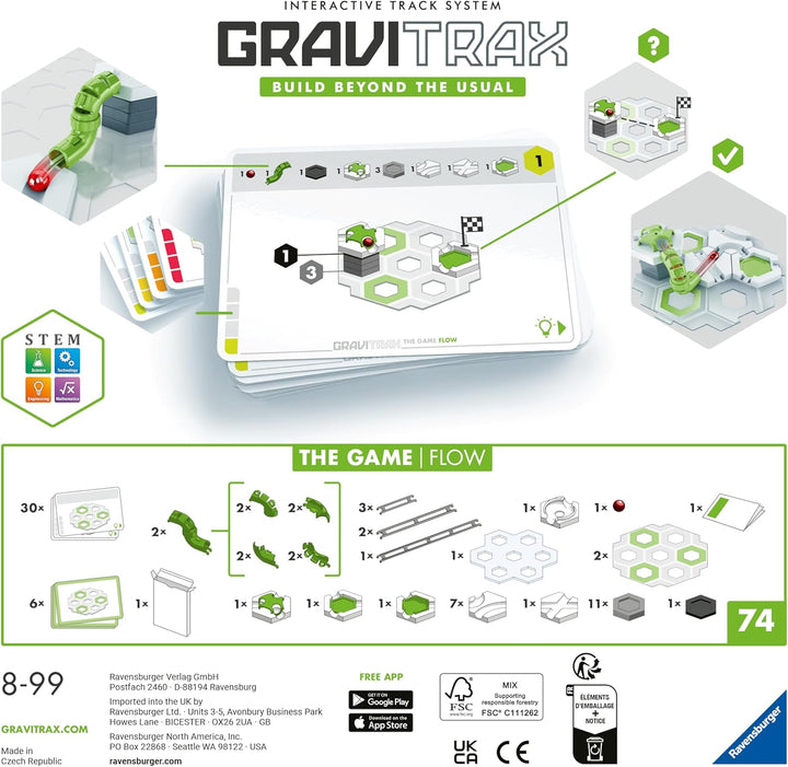 Ravensburger GraviTrax The Game Flow - Logikspiel für Kugelbahn Fans, Konstruktionsspielzeug für Kin