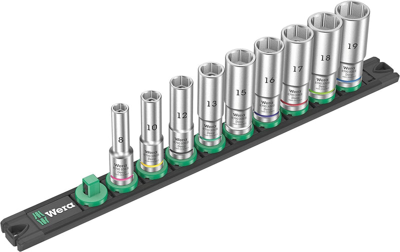 Wera 05005440001 Nuss-Magnetleiste B Deep 1 Steckschlüsseleinsatz-Satz, 3/8"-Antrieb, 9-teilig B Dee