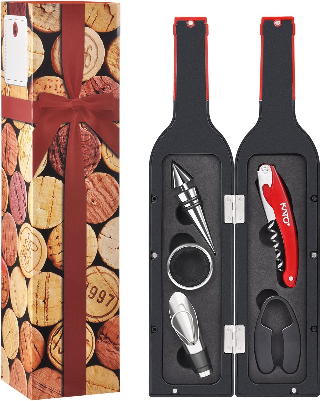 Wine Corkscrew Accessories Set,Wine Bottle Opener Tool Kit with Drink Sticker,The Greatest Party Gif