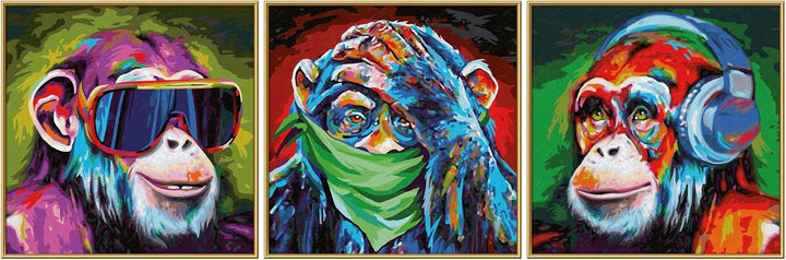 Schipper 609470859 Malen nach Zahlen, Die Drei Affen - Bilder malen für Erwachsene, inklusive Pinsel