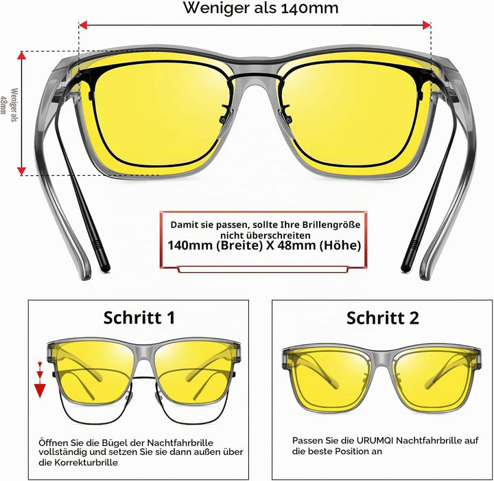 URUMQI Nachtsichtbrille für Autofahrer, Nachtfahrbrille Nachtbrille zum Autofahren Damen Herren, Aut