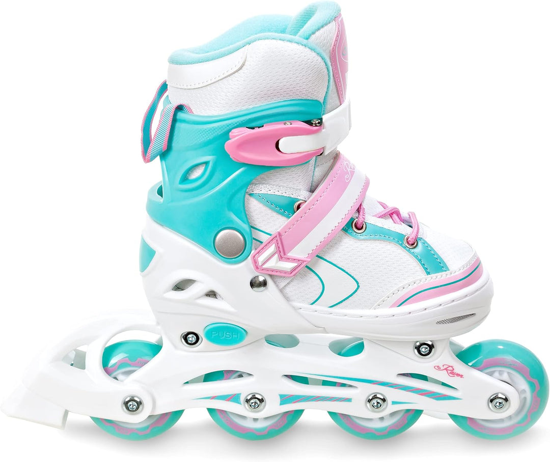 Kinder Inline Skates Inliner Raven Lia verstellbar mit LED Leuchtrad 27-30 (16,5-18,5cm) Raven Lia M