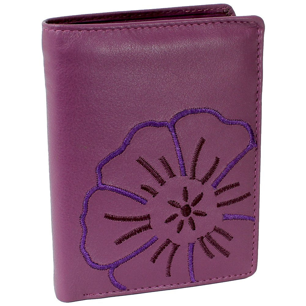 Branco Leder Geldbörse Portemonnaie Damenbörse Damen Geldbeutel Lila/Berry - Hochformat, Berry