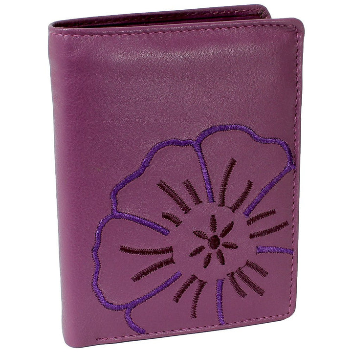 Branco Leder Geldbörse Portemonnaie Damenbörse Damen Geldbeutel Lila/Berry - Hochformat, Berry
