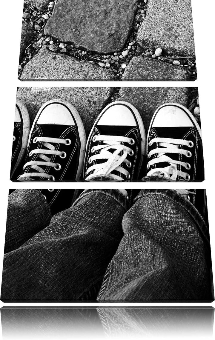 Pixxprint Lässige Schuhe als Leinwandbild/Grösse: 3 Teilig (120x80) cm/Wandbild/Kunstdruck/fertig be