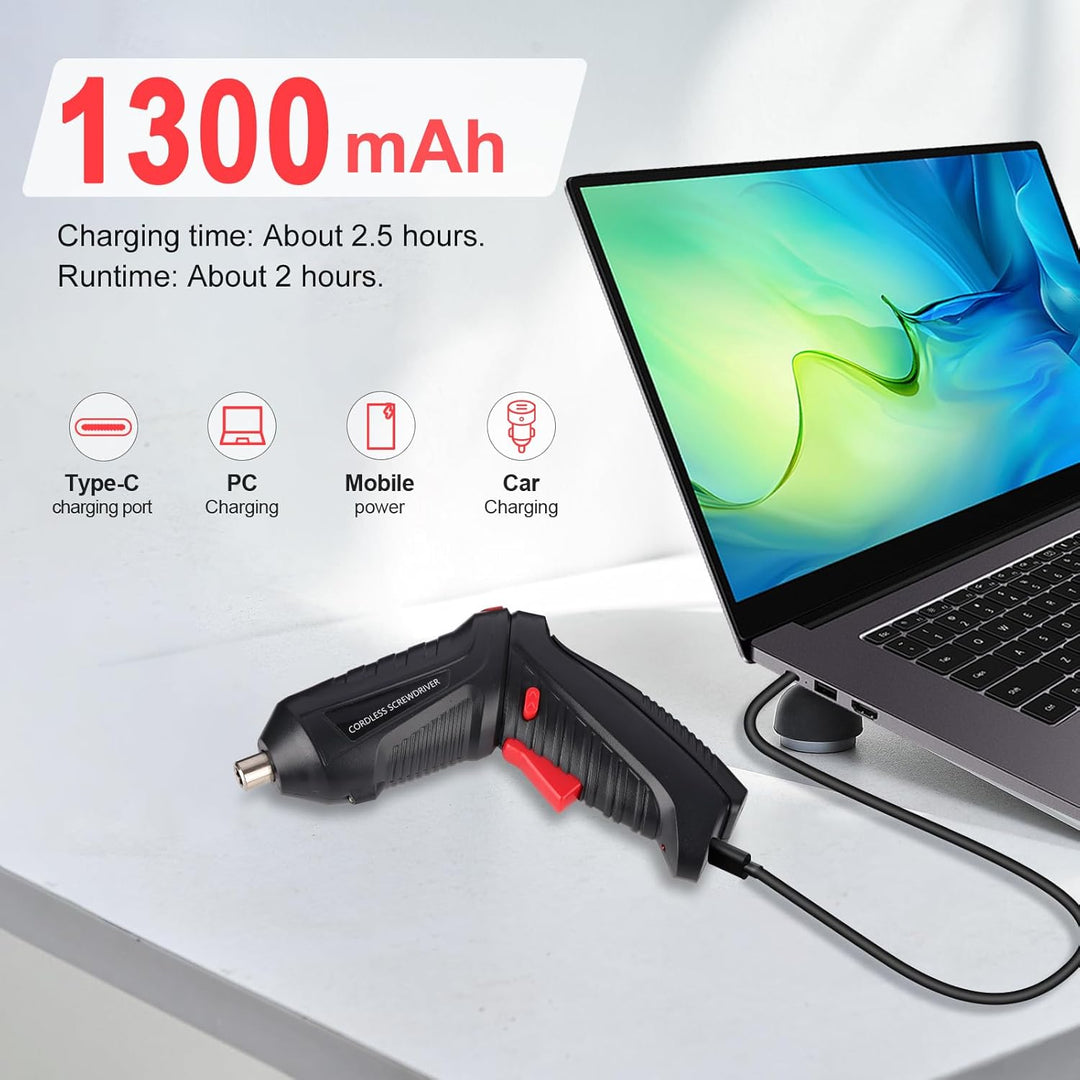 Akkuschrauber Klein 3.6V: 47PCS Mini akkuschrauber mit 1300mAh Akku USB-C Wiederaufladbar, 2-in-1 Di