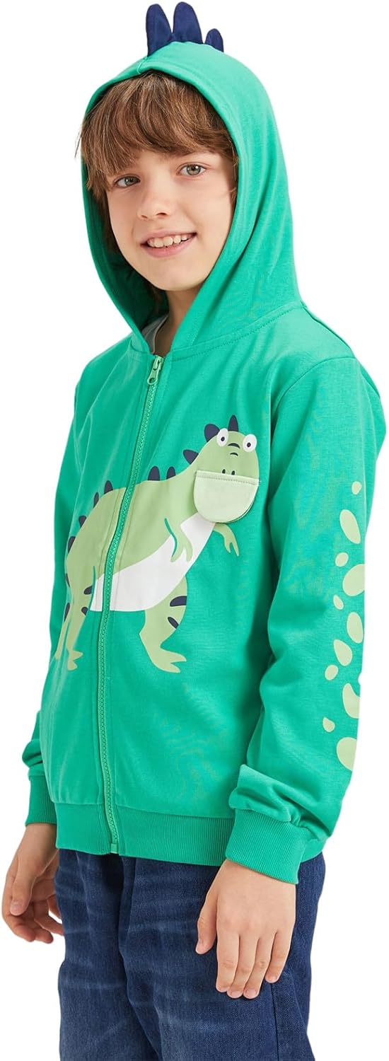 Alleen Jungen Sweatjacke Hoodie Langarm Baumwolle Kinder Pullover Dino Kapuzenpullover Jacke mit Kap