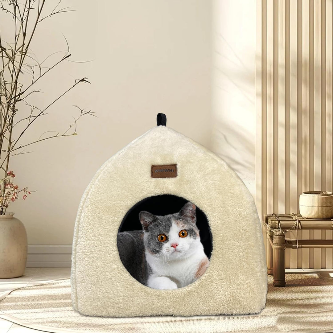 Whiwhi Katzenhöhle für Drinnen Katzenzelt mit Waschbarem Plüschkissen Weiches und Flauschiges Katzen