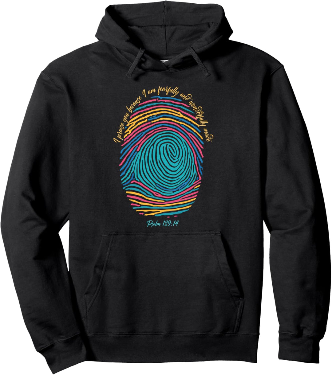 Christian Fingerprint, I praise God I am wonderfully made Pullover Hoodie