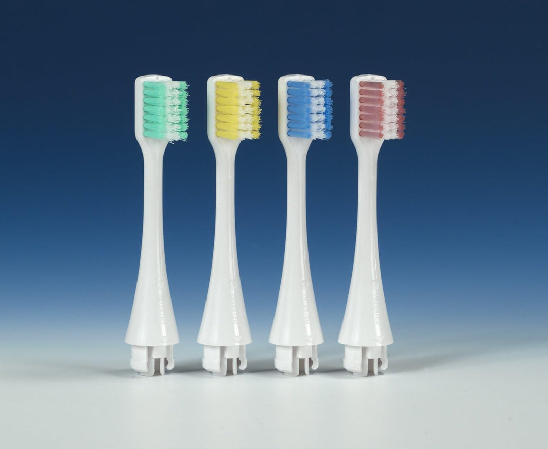 4 Ersatzbürsten für die Broxo OraBrush, Broxodents, (mittlere Borsten) mit Arkebion®-Kartenschutz zu