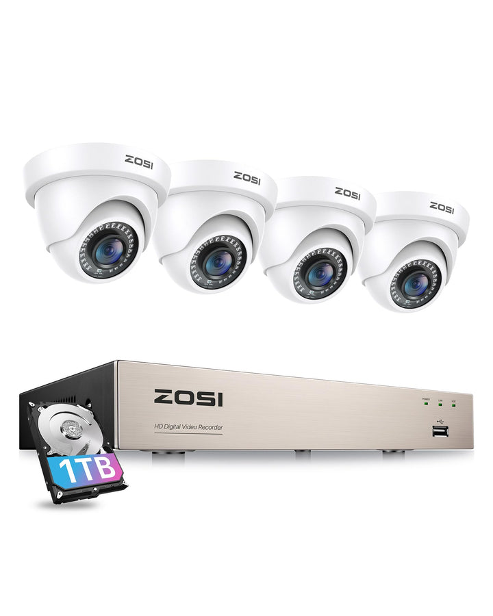 ZOSI Full HD 1080P Aussen Video Überwachungssystem 8CH H.265+ DVR mit 1TB Festplatte und 4X 2MP 1080