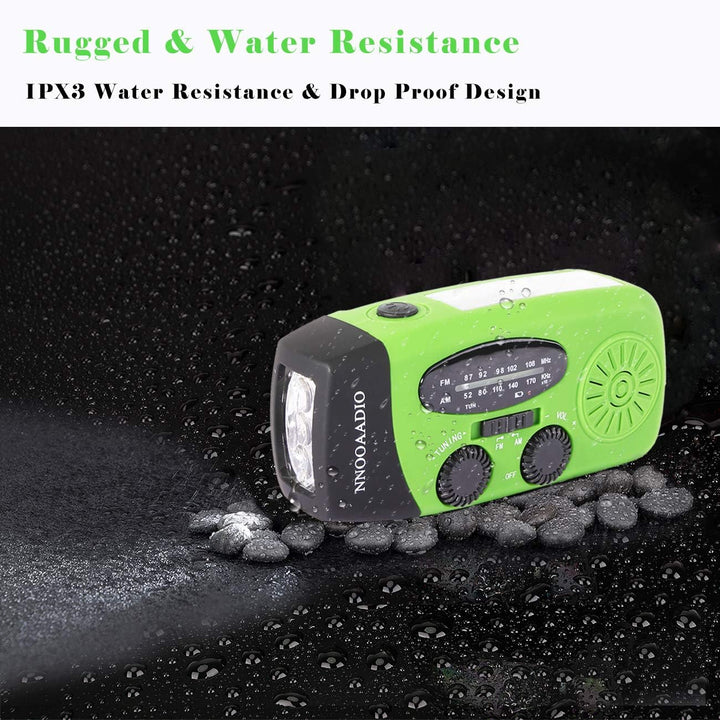 Kurbelradio mit Solar, Notfallradio SOS-Alarm 2000mAh Power Bank wiederaufladbar AM/FM Wetterradio,