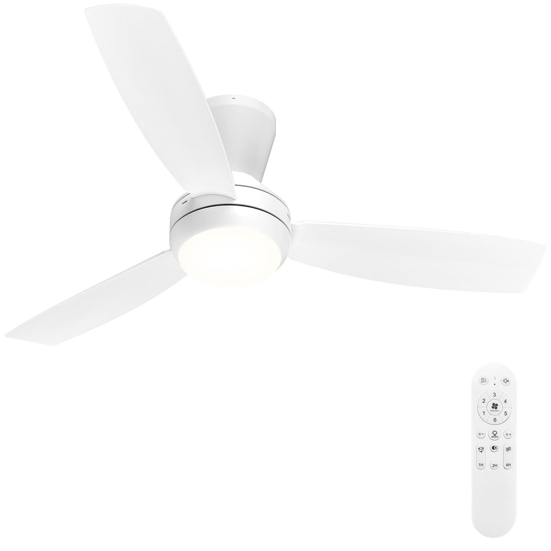 Airwit 106cm Steckflügel Deckenventilator mit Beleuchtung Leise, Weiss Deckenventilator mit Licht un