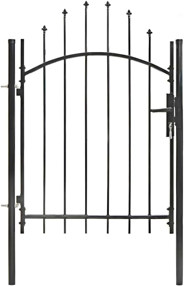 vidaXL Gartentor mit Gewölbter Spitze Metalltor Zauntor Gartentür Zauntür Hoftor Hoftür Tor Pforte G