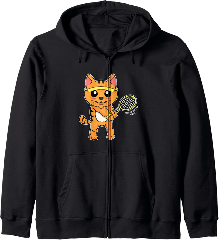 Lustiges Katzen Tennisspieler Geschenk Katze Spielt Tennis Kapuzenjacke