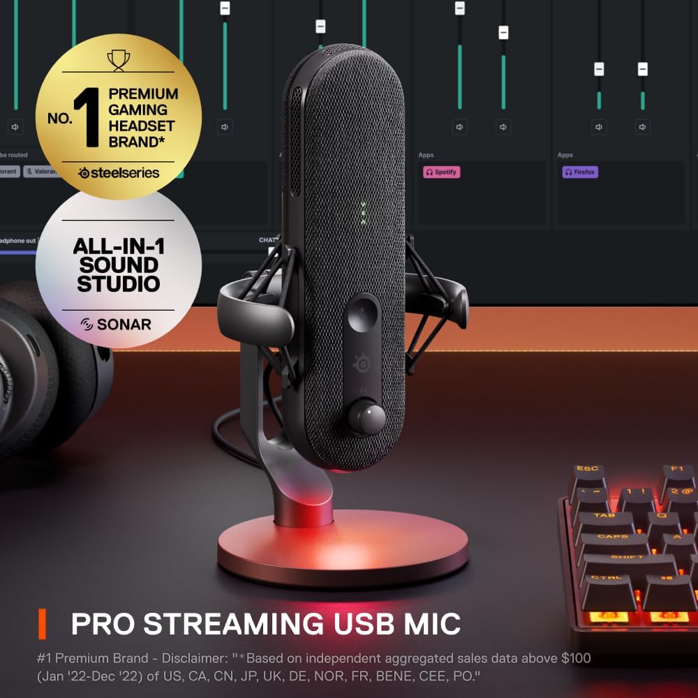 SteelSeries Alias USB-Mikrofon für PC – 3 Mal grössere Kapsel fürs Gaming, Streaming und Podcasting