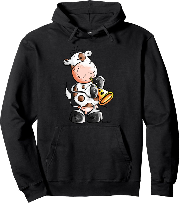 Kuh mit Blasinstrument I Flöte Klarinette Musik Trompete Pullover Hoodie