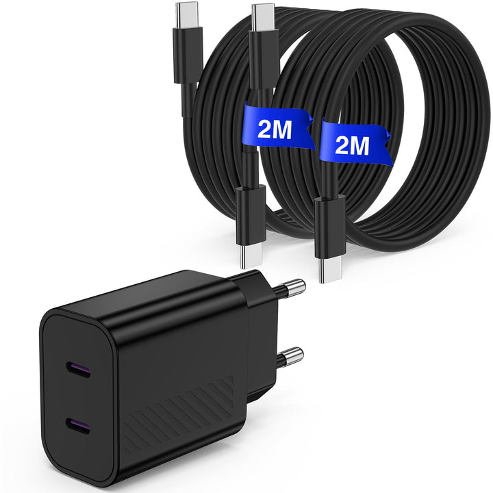 45W USB C Ladegerät GaN mit 2 Anschlüssen, PPS PD 3.0 Schnellladegerät inkl. 2×2M USB C auf USB C Ka