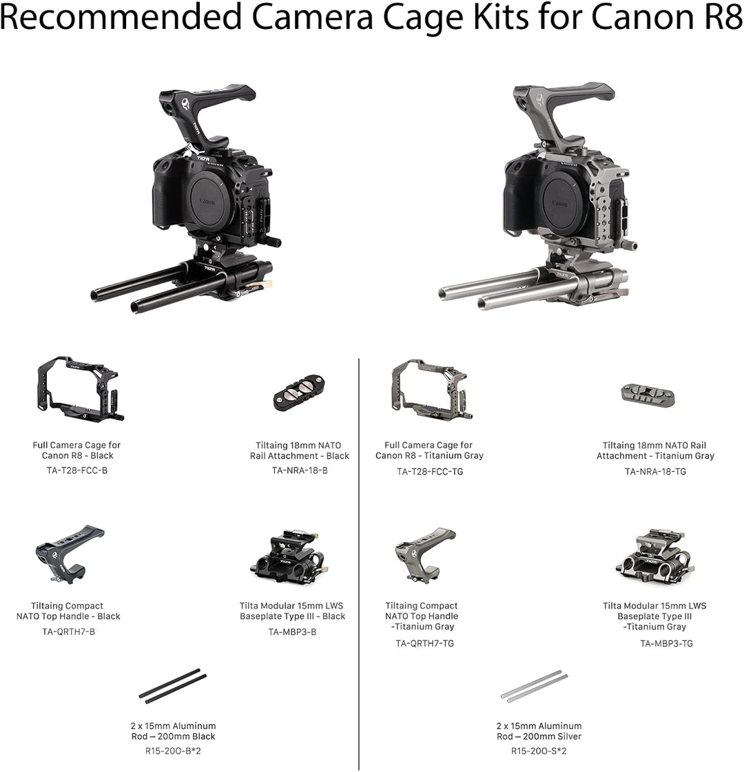 Tilta R8 Cage Full Camera Cage Compatible with Canon R8 with EF-R Mount Adapter Support,Micro HDMI a