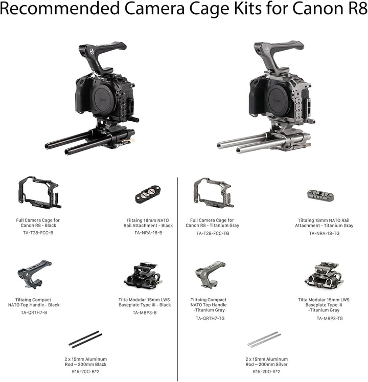 Tilta R8 Cage Full Camera Cage Compatible with Canon R8 with EF-R Mount Adapter Support,Micro HDMI a
