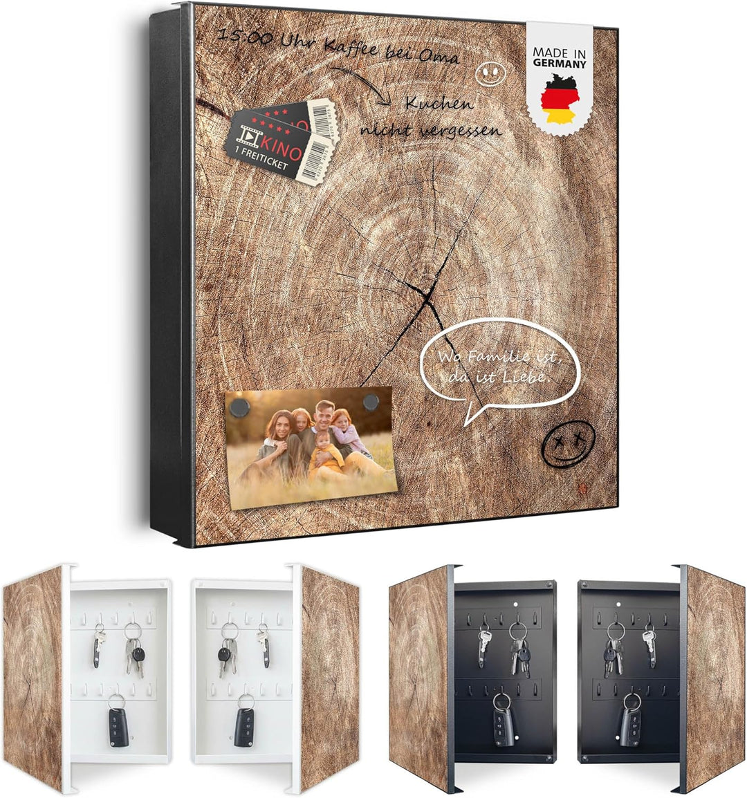 banjado Grosser Schlüsselkasten Metall - Schlüsselbox 30x30cm mit 32 Haken - Schlüsselkasten modern